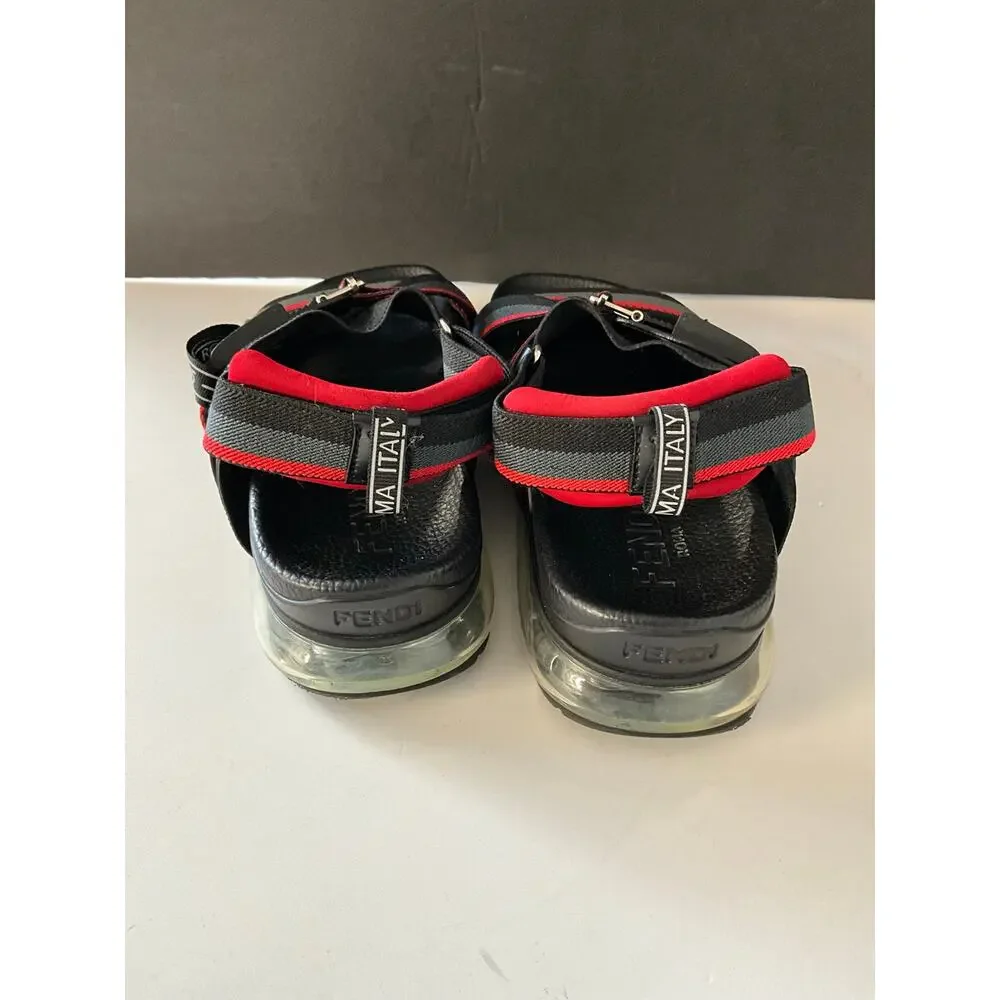 Fendi Roma Air Sole Trekking Sandals Black Red Gray Size 42 Italy